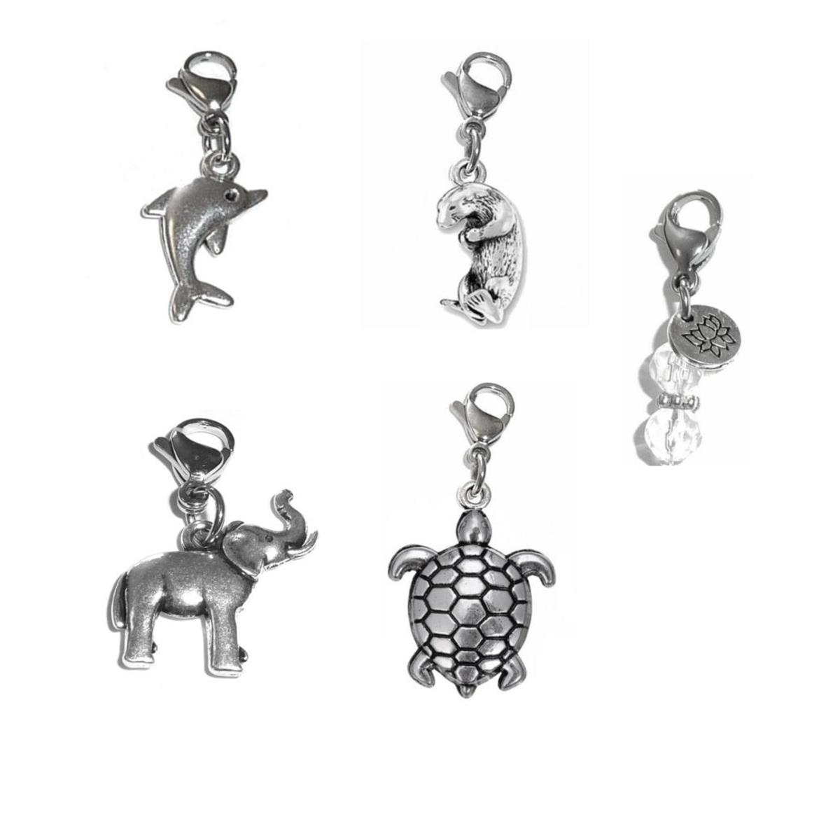 Animal Charms Clip on to Anything Perfect for Charm Bracelets and Necklaces, Bag or Purse Charms, Backpacks, Zipper Pulls - Mixed Wildlife Charms